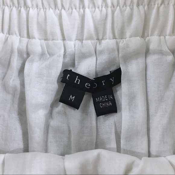 Theory White Eyelet Elastic Draw Waist Skirt - Picture 4 of 8